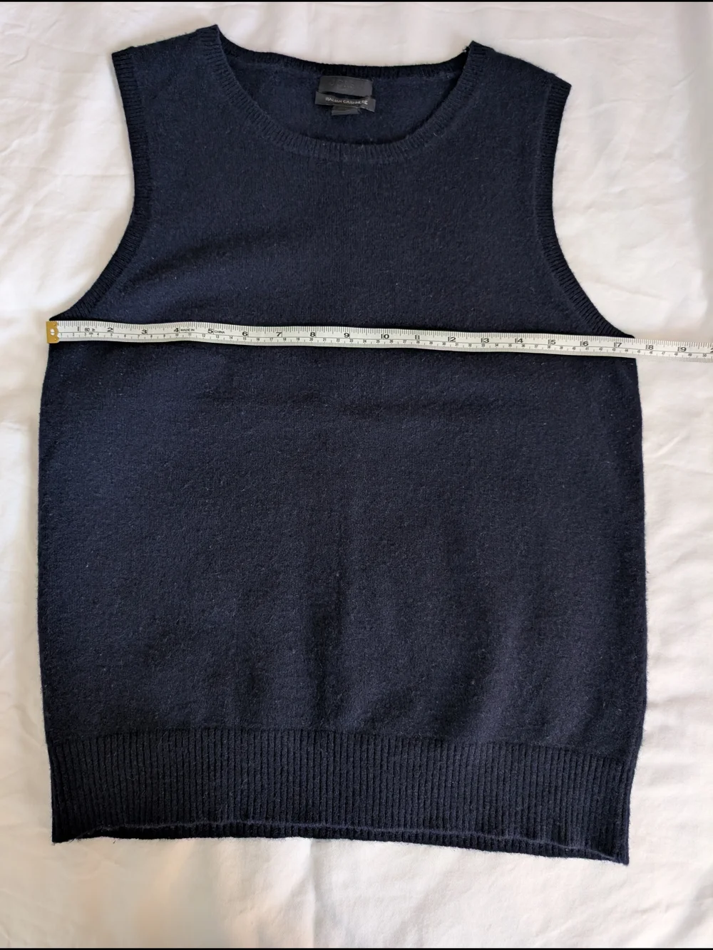J Crew, Navy Blue, Cashmere, Women's Fine Knit Sleeveless Vest